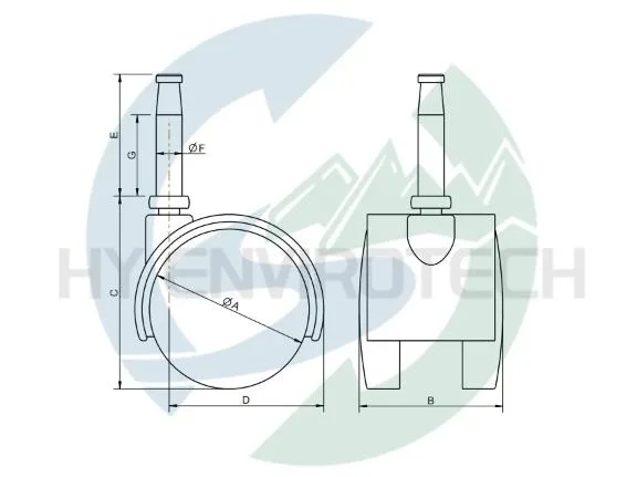 2"X1.8" (50X46mm) Polyolefin Furniture Twin Caster with Brake-Grip Neck