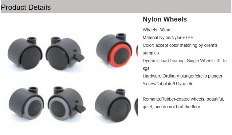 Twin Wheel Casters for Office Chairs with Brake Caster Wheels for Furniture