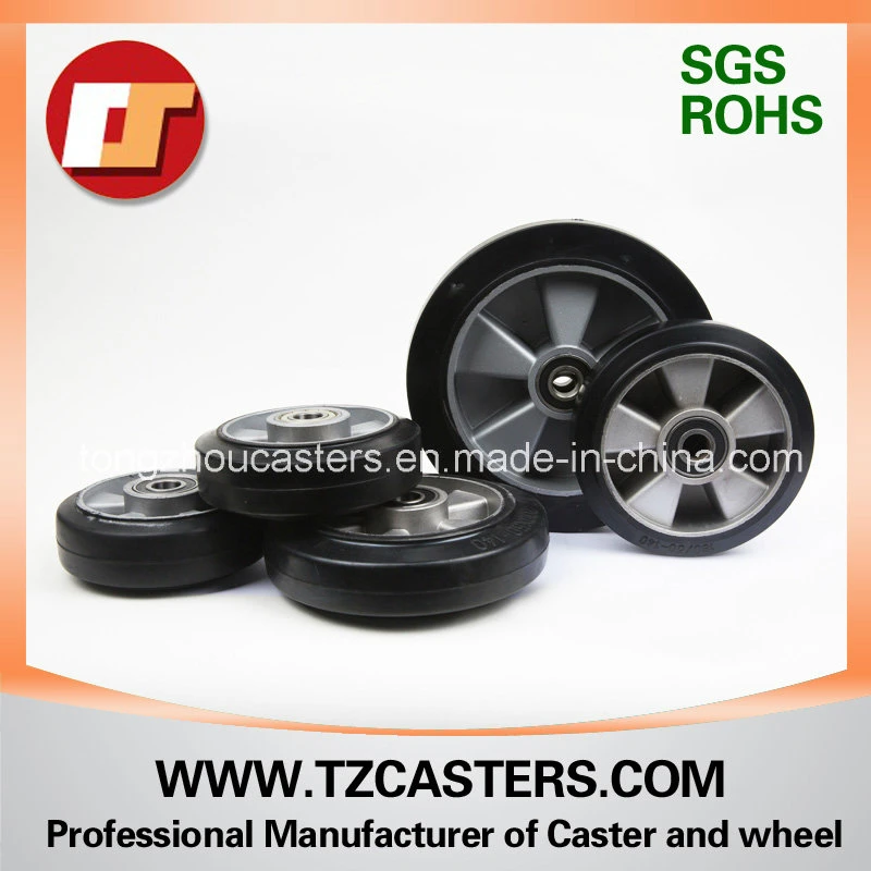 Wide PU Tire Plastic Hub Rubber Wheels for Supermarket Trolley Cart