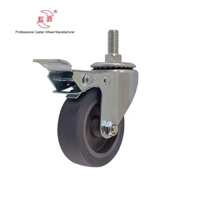 Jq Caster 75mm TPR Wheel Medical Handcart Caster avec double frein