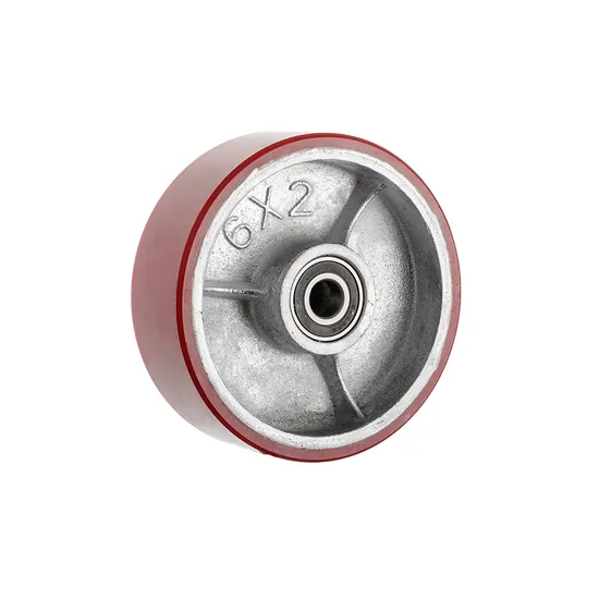 100 125 150 200 mm Ruedus pivotant rouge PU noyau de fer roulette robuste avec frein